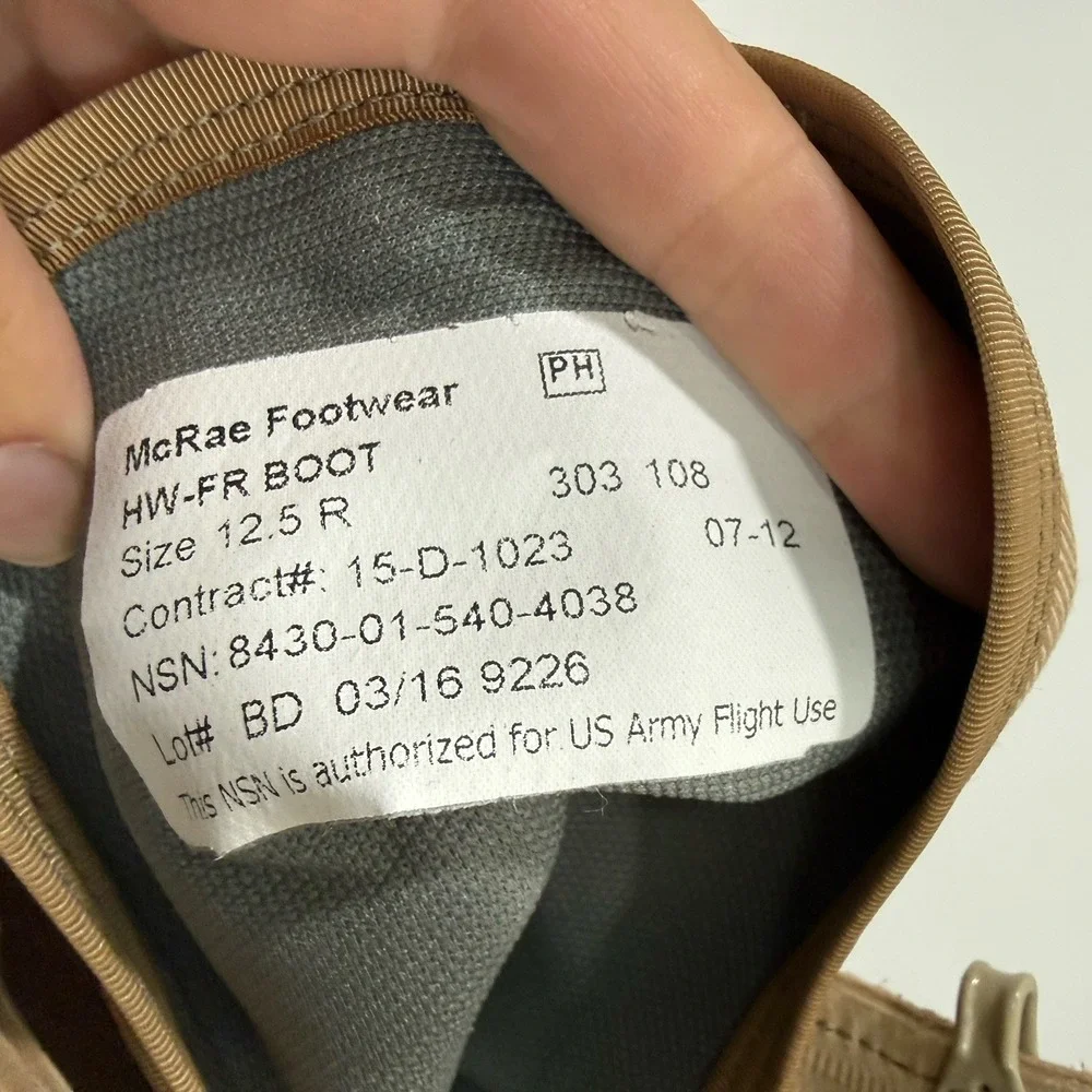 NEW McRae Footwear HW-FR Mens Army HOT Weather Desert Boots Vibram Size 12.5R